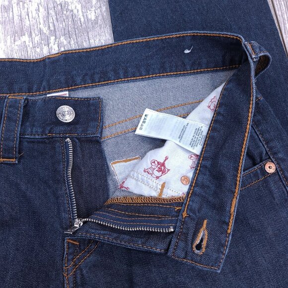 True Religion Jeans Mens 32x34 Blue Moto Slim Fit Run Stitch Denim Mid Rise - Picture 7 of 10